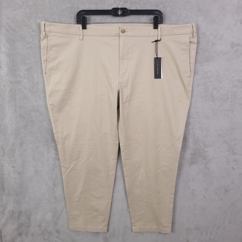 J Hilburn Men's ‎ Dress Pants Beige Actual Meaurments 48x28 NEW